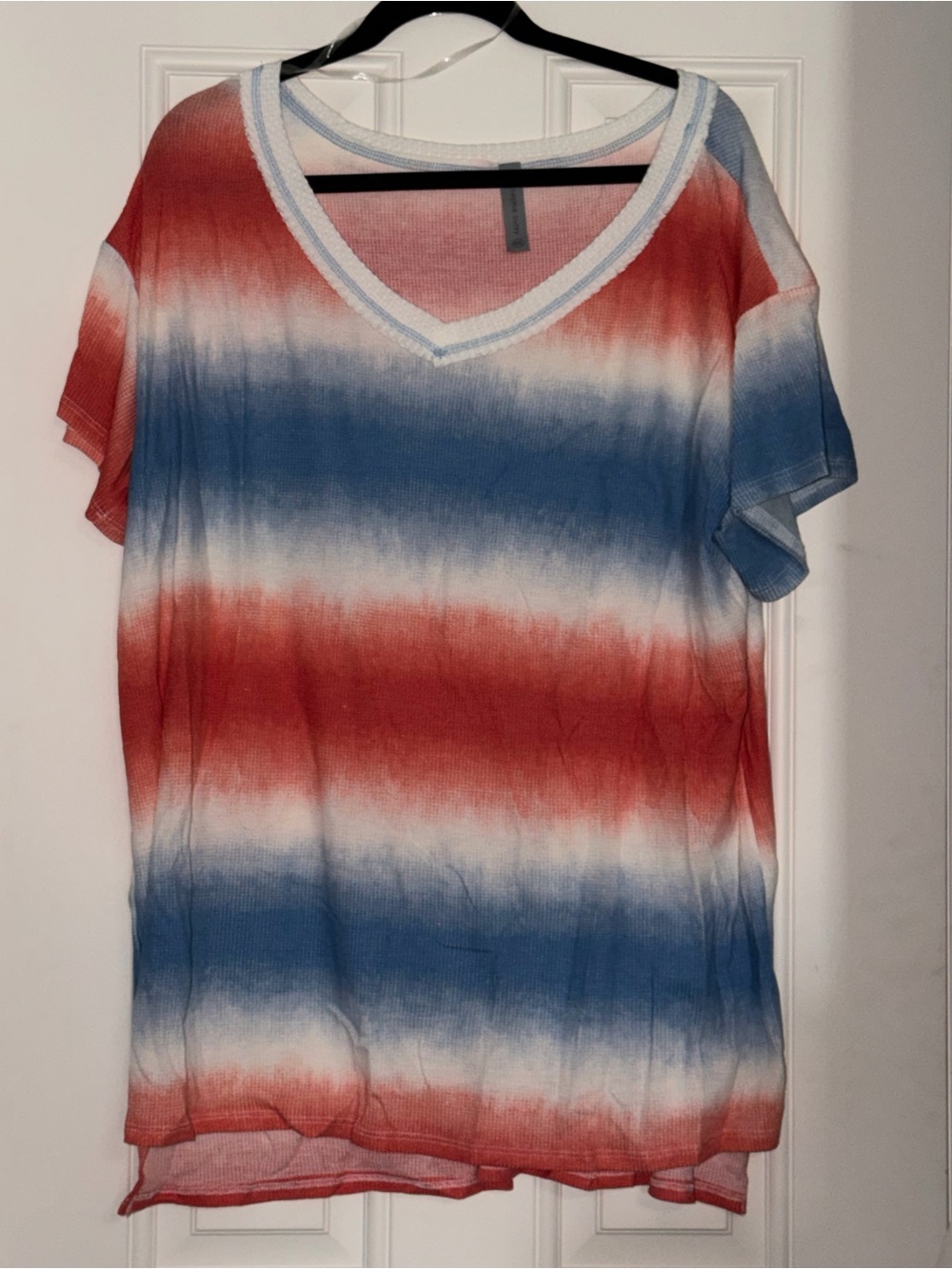 NWOT women’s Honeyme Red, White & Blue V-Neck Striped Tee curvy size xxl